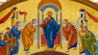 Jeesus jakaa ehtoollista ikoni, Pyhän Elian kirkko Slovakia