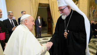 Paavi Franciscus ja arkkipiispa Elia Vatikaanissa 2025 