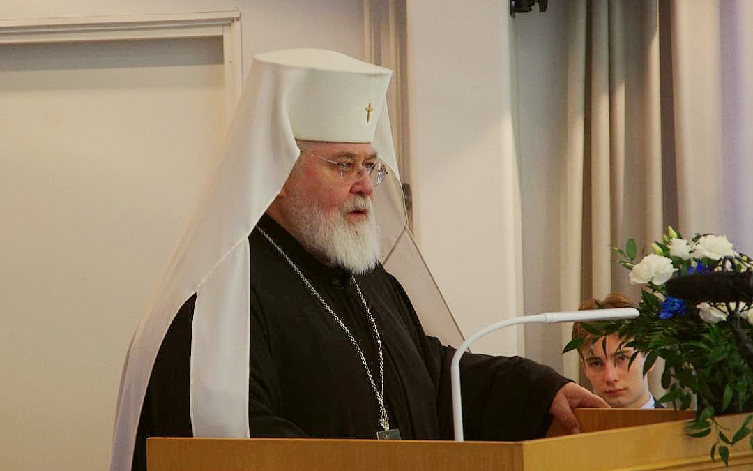 Arkkipiispa Leo puhuu kirkolliskokouksessa 2023