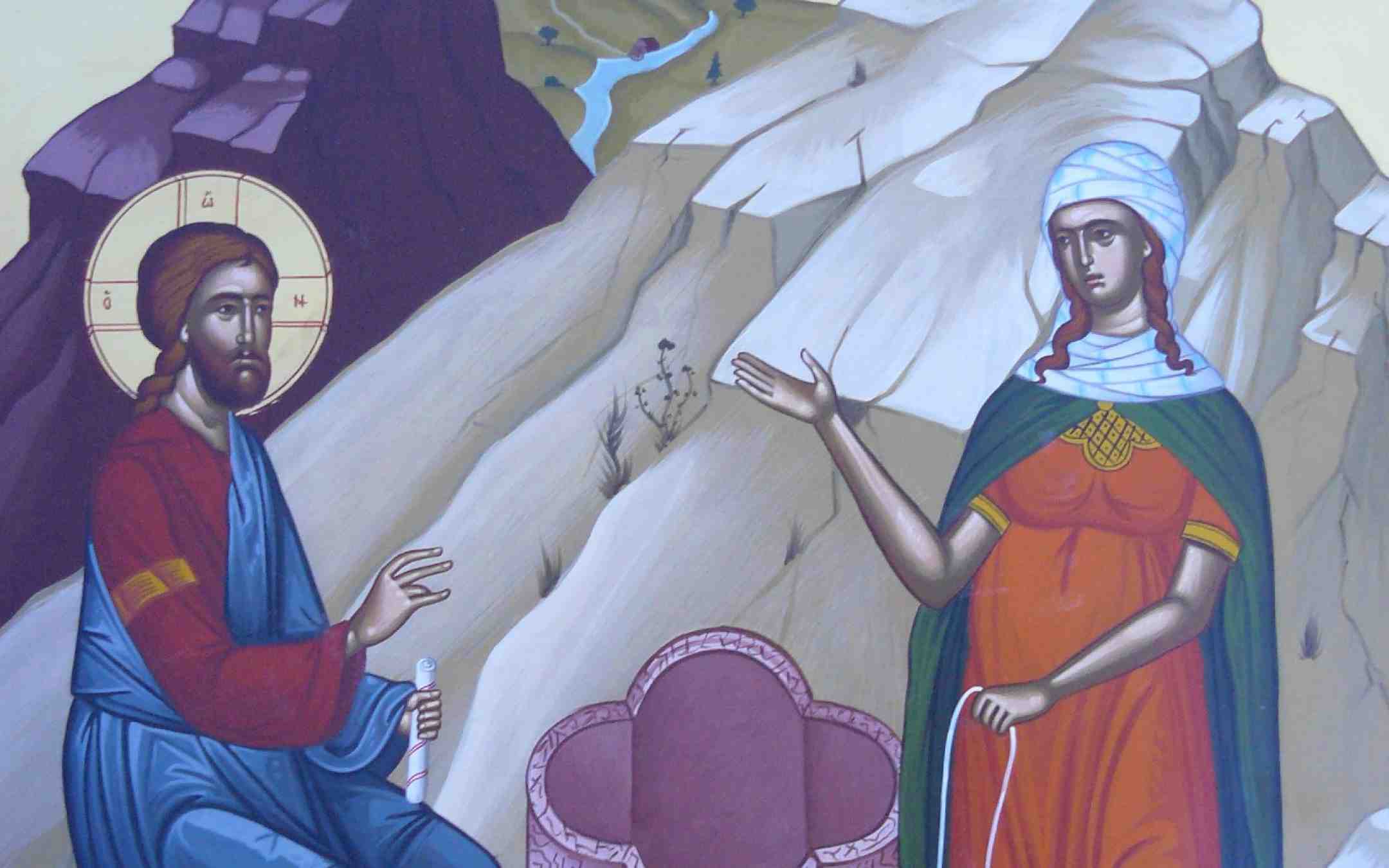 Jeesus ja samarialainen nainen lähteellä -ikoni