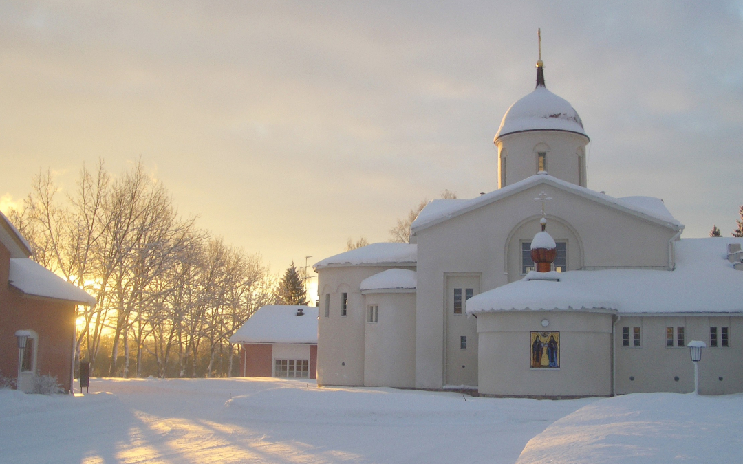 Valamon luostari pääkirkko talvella