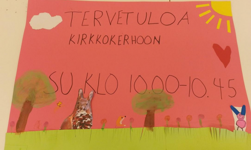 Ortodoksisetn nuorten liiton palkitsemisjuliste joka on lapsen piirros
