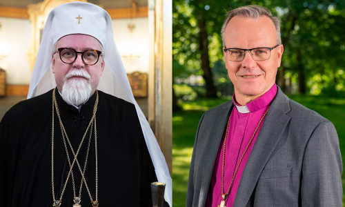 arkkipiispa Elia ja Suomen evankelis-luterilaisen kirkon arkkipiispa Tapio Luoma 